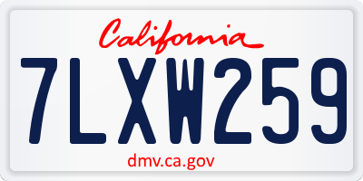 CA license plate 7LXW259