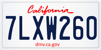 CA license plate 7LXW260