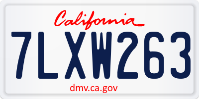 CA license plate 7LXW263