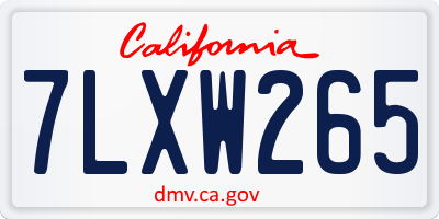 CA license plate 7LXW265