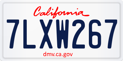 CA license plate 7LXW267