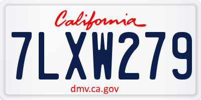 CA license plate 7LXW279