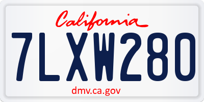 CA license plate 7LXW280