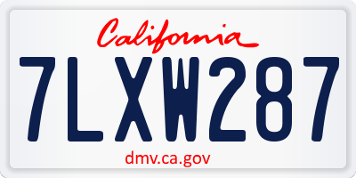 CA license plate 7LXW287