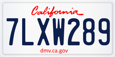 CA license plate 7LXW289