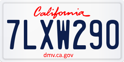 CA license plate 7LXW290