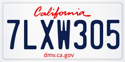 CA license plate 7LXW305