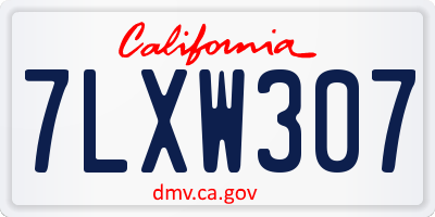 CA license plate 7LXW307