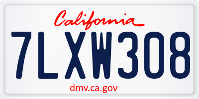 CA license plate 7LXW308