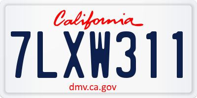 CA license plate 7LXW311