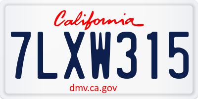 CA license plate 7LXW315