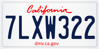 CA license plate 7LXW322