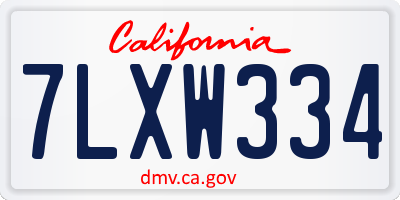 CA license plate 7LXW334