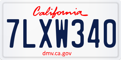CA license plate 7LXW340