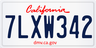 CA license plate 7LXW342