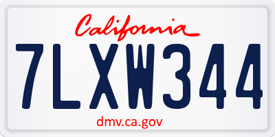 CA license plate 7LXW344