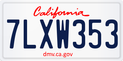 CA license plate 7LXW353