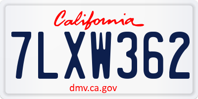 CA license plate 7LXW362