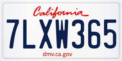 CA license plate 7LXW365