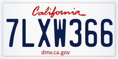 CA license plate 7LXW366