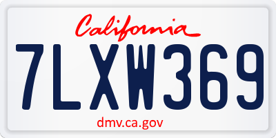CA license plate 7LXW369