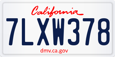 CA license plate 7LXW378