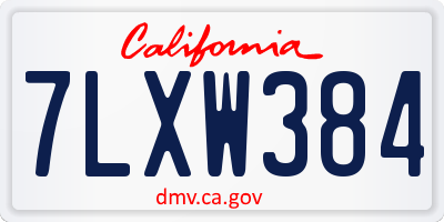 CA license plate 7LXW384