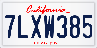 CA license plate 7LXW385