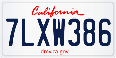 CA license plate 7LXW386