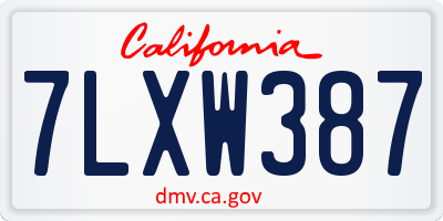 CA license plate 7LXW387