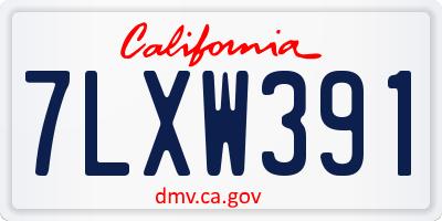 CA license plate 7LXW391