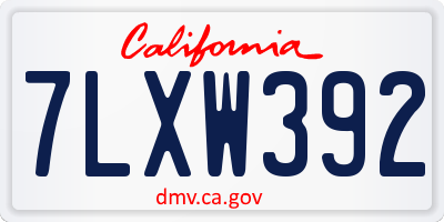 CA license plate 7LXW392