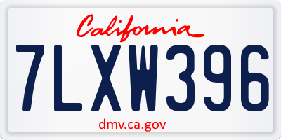 CA license plate 7LXW396