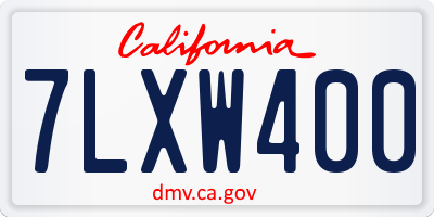 CA license plate 7LXW400