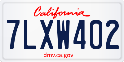 CA license plate 7LXW402
