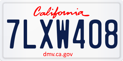 CA license plate 7LXW408