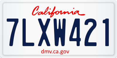 CA license plate 7LXW421