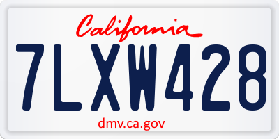 CA license plate 7LXW428