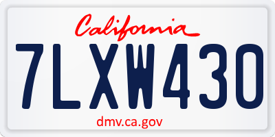 CA license plate 7LXW430