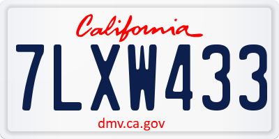 CA license plate 7LXW433