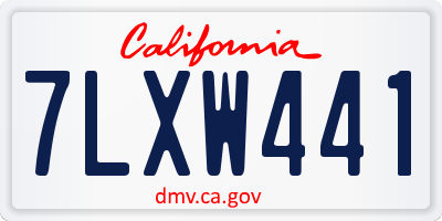 CA license plate 7LXW441
