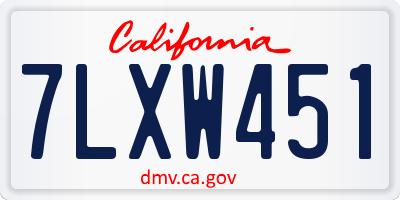 CA license plate 7LXW451