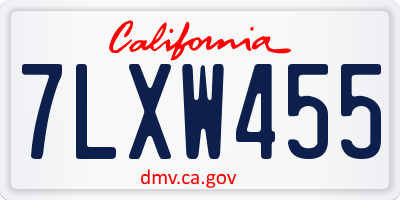 CA license plate 7LXW455