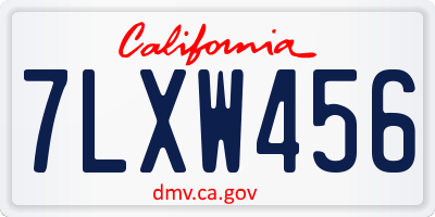 CA license plate 7LXW456