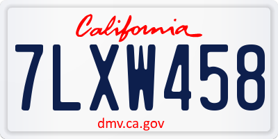 CA license plate 7LXW458