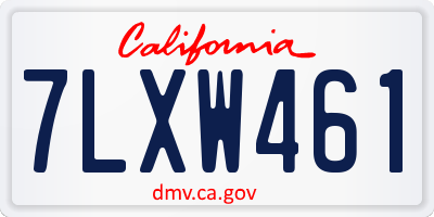 CA license plate 7LXW461