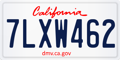 CA license plate 7LXW462