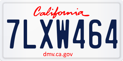 CA license plate 7LXW464