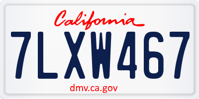 CA license plate 7LXW467