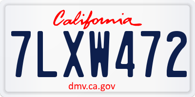 CA license plate 7LXW472